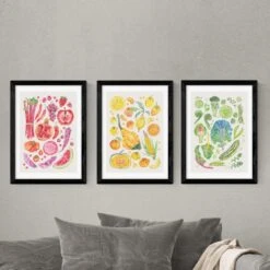 Set Of 3 East End Prints Harvest Of Fruit & Vegetables Gallery Wall Framed Prints 36 Set Of 3 East End Prints Harvest Of Fruit & Vegetables Gallery Wall Framed Prints -Home Luxe Studio 30865494