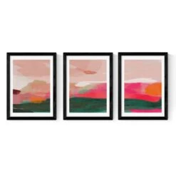 Set Of 3 East End Prints Green & Pink Abstract Gallery Wall Framed Prints -Home Luxe Studio 30865510 alt01