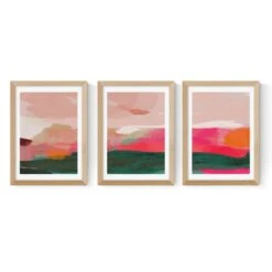 Set Of 3 East End Prints Green & Pink Abstract Gallery Wall Framed Prints -Home Luxe Studio 30865515 alt01