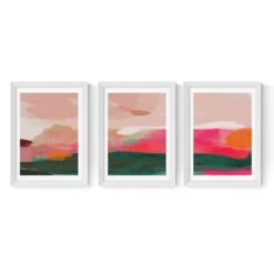Set Of 3 East End Prints Green & Pink Abstract Gallery Wall Framed Prints -Home Luxe Studio 30865516 alt01