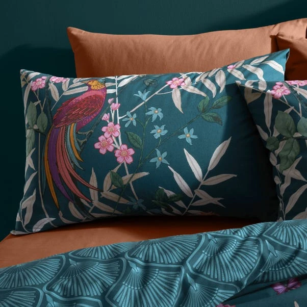 Catherine Lansfield Tropical Floral Birds Reversible Green Duvet Cover & Pillowcase Set 8 Catherine Lansfield Tropical Floral Birds Reversible Green Duvet Cover & Pillowcase Set - Image 6