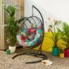 Black Egg Chair With Tropical Cushion
