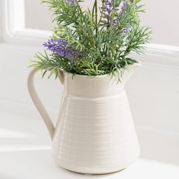 Artificial Lavender In Cream Ceramic Jug 5 Artificial Lavender In Cream Ceramic Jug - Image 3