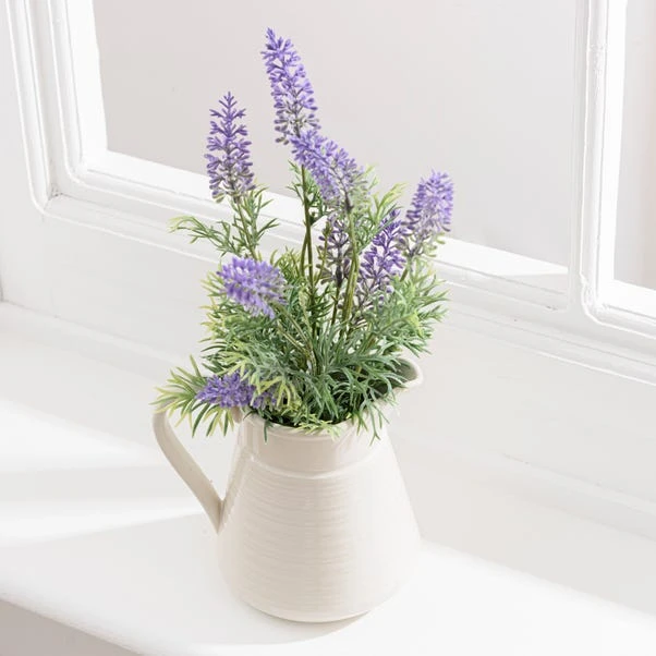 Artificial Lavender In Cream Ceramic Jug 6 Artificial Lavender In Cream Ceramic Jug - Image 4