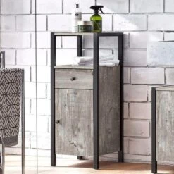 Colton Single Bathroom Cabinet, Concrete Effect 7 Colton Single Bathroom Cabinet, Concrete Effect -Home Luxe Studio 30869872 alt02