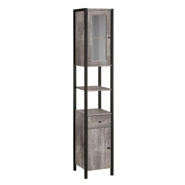 Colton Concrete Effect Tallboy Storage Unit With Mirrored Door 3 Colton Concrete Effect Tallboy Storage Unit With Mirrored Door