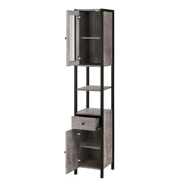Colton Concrete Effect Tallboy Storage Unit With Mirrored Door 5 Colton Concrete Effect Tallboy Storage Unit With Mirrored Door - Image 3