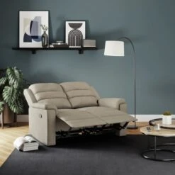 Taylor Chunky Chenille Manual Recliner 2 Seater Sofa, Dark Natural -Home Luxe Studio 30869879 alt02