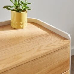 Reggie 3 Drawer Bedside Table, Oak Effect 11 Reggie 3 Drawer Bedside Table, Oak Effect -Home Luxe Studio 30871517 alt03