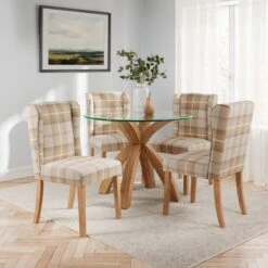 Oswald Set Of 2 Dining Chairs, Country Check -Home Luxe Studio 30872520 alt01