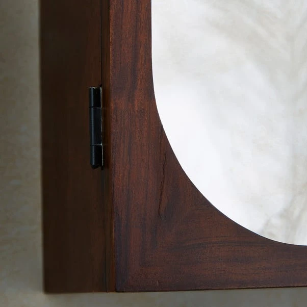 Elias Wall Cabinet, Acacia Wood, Mirror And Reeded Glass 6 Elias Wall Cabinet, Acacia Wood, Mirror And Reeded Glass - Image 4