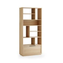 Hardy Slim Bookcase With Drawer, Oak Effect -Home Luxe Studio 30874180 alt08