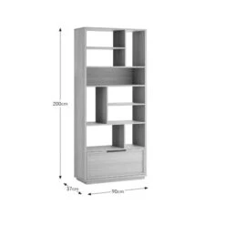 Hardy Slim Bookcase With Drawer, Oak Effect -Home Luxe Studio 30874180 alt09