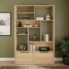 Hardy Wide Bookcase With 2 Drawers, Oak Effect 2 Hardy Wide Bookcase With 2 Drawers, Oak Effect -Home Luxe Studio 30874521