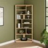 Hardy Corner Bookcase, Oak Effect 1 Hardy Corner Bookcase, Oak Effect -Home Luxe Studio 30874522