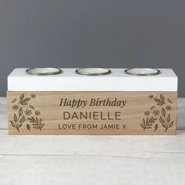 Personalised Floral Triple Tealight Box 3 Personalised Floral Triple Tealight Box