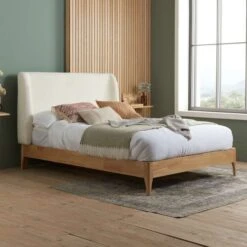 Halfden Wooden Bed Frame, Boucle 29 Halfden Wooden Bed Frame, Boucle -Home Luxe Studio 30879440