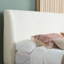 Halfden Wooden Bed Frame, Boucle 31 Halfden Wooden Bed Frame, Boucle -Home Luxe Studio 30879440 alt02