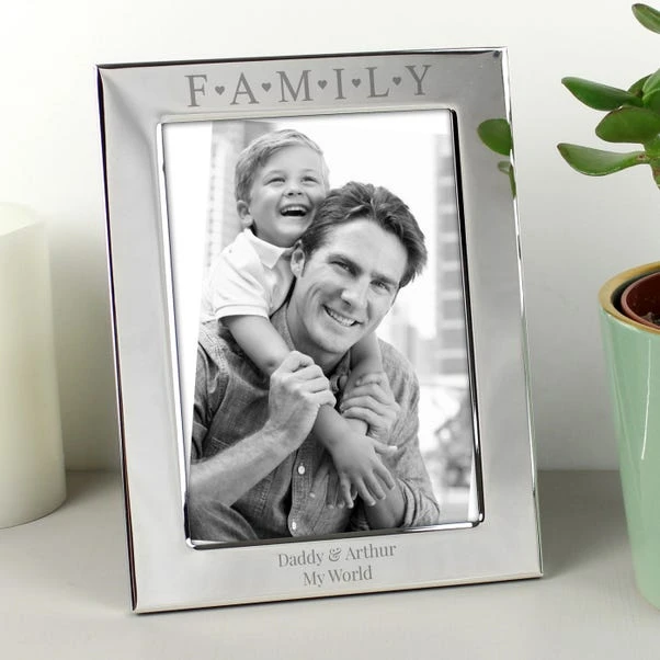 Personalised Silver Family And Hearts Portrait Photo Frame 4 Personalised Silver Family And Hearts Portrait Photo Frame - Image 2