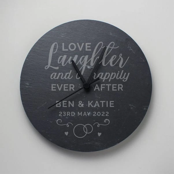 Personalised Love Laughter Slate Wall Clock 4 Personalised Love Laughter Slate Wall Clock - Image 2
