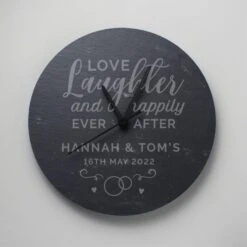 Personalised Love Laughter Slate Wall Clock 8 Personalised Love Laughter Slate Wall Clock -Home Luxe Studio 30880901 alt02