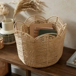 Set Of 2 Scalloped Paper Rope Baskets 8 Set Of 2 Scalloped Paper Rope Baskets -Home Luxe Studio 30882526 alt02