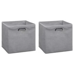 Mix And Modul Set Of 2 Linen Effect Cube Storage Boxes 24 Mix And Modul Set Of 2 Linen Effect Cube Storage Boxes -Home Luxe Studio 30885518
