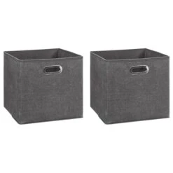 Mix And Modul Set Of 2 Linen Effect Cube Storage Boxes 32 Mix And Modul Set Of 2 Linen Effect Cube Storage Boxes -Home Luxe Studio 30885519