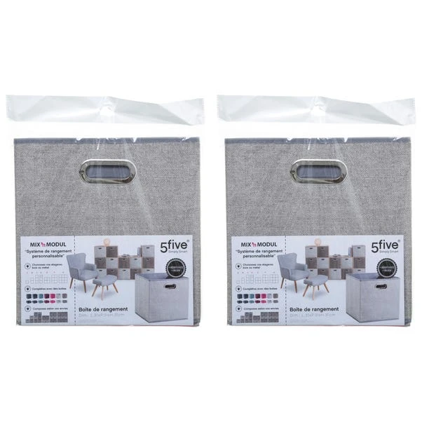 Mix And Modul Set Of 2 Linen Effect Cube Storage Boxes 6 Mix And Modul Set Of 2 Linen Effect Cube Storage Boxes - Image 4