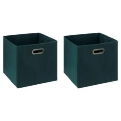 Mix And Modul Set Of 2 Linen Effect Cube Storage Boxes
