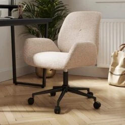 Ginny Boucle Swivel Office Chair -Home Luxe Studio 30886351
