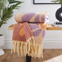Retro Flower Mohair Throw 130cm X 180cm 17 Retro Flower Mohair Throw 130cm X 180cm -Home Luxe Studio 30891365