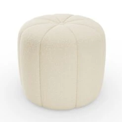 Pumpkin Ivory Boucle Footstool -Home Luxe Studio 30891421 alt04