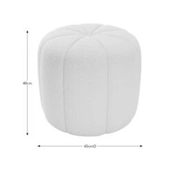 Pumpkin Ivory Boucle Footstool -Home Luxe Studio 30891421 alt09