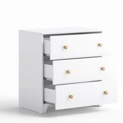 Little Acorns Classic Oak Effect Cot Bed And 3 Drawer Chest Nursery Set -Home Luxe Studio 30892457 alt05