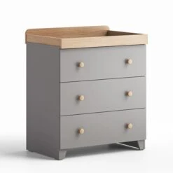 Little Acorns Classic Oak Effect Cot Bed And 3 Drawer Chest Nursery Set -Home Luxe Studio 30892460 alt04