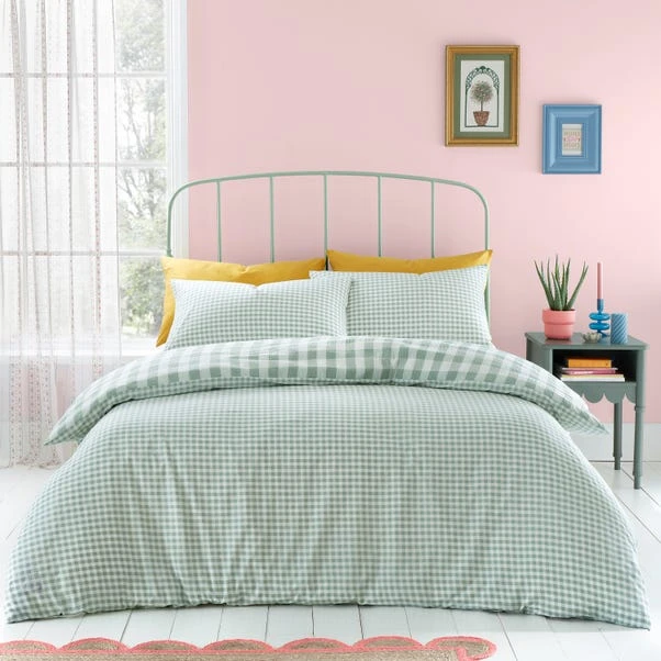 Catherine Lansfield Seersucker Gingham Check Duvet Cover & Pillowcase Set 9 Catherine Lansfield Seersucker Gingham Check Duvet Cover & Pillowcase Set - Image 7