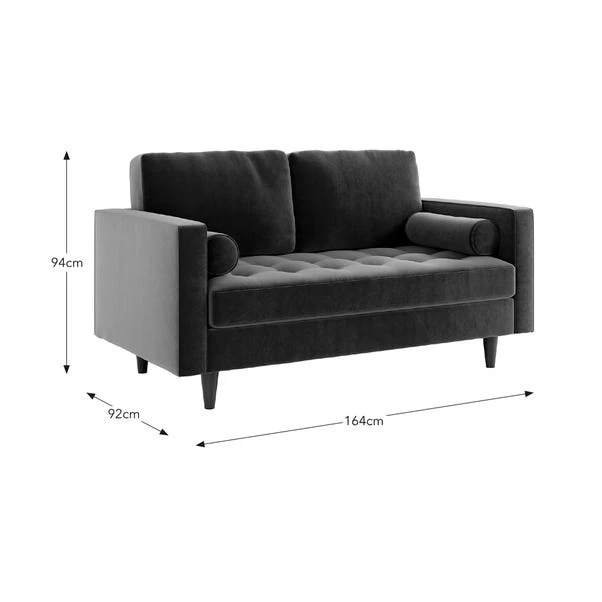 Zoe Velvet 2 Seater Sofa 8 Zoe Velvet 2 Seater Sofa - Image 6