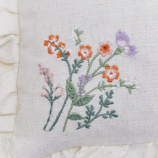 Primrose Floral Ruffle Edge Rectangular Cushion 4 Primrose Floral Ruffle Edge Rectangular Cushion - Image 2