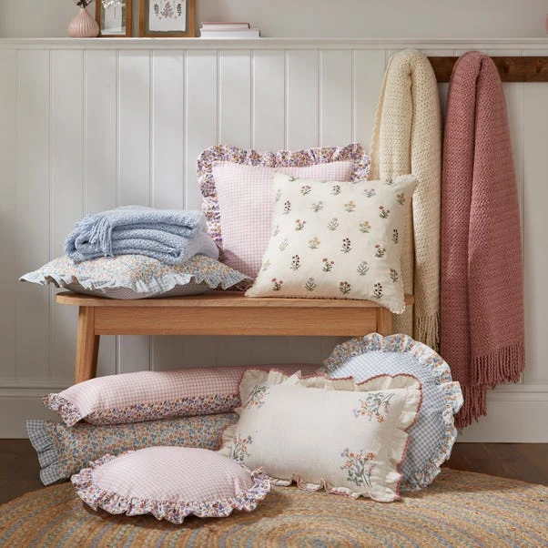 Primrose Floral Ruffle Edge Rectangular Cushion 8 Primrose Floral Ruffle Edge Rectangular Cushion - Image 6