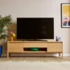 Elements Holmes Extra Wide TV Unit For TVs Up To 80", Oak 1 Elements Holmes Extra Wide TV Unit For TVs Up To 80", Oak -Home Luxe Studio 30893746