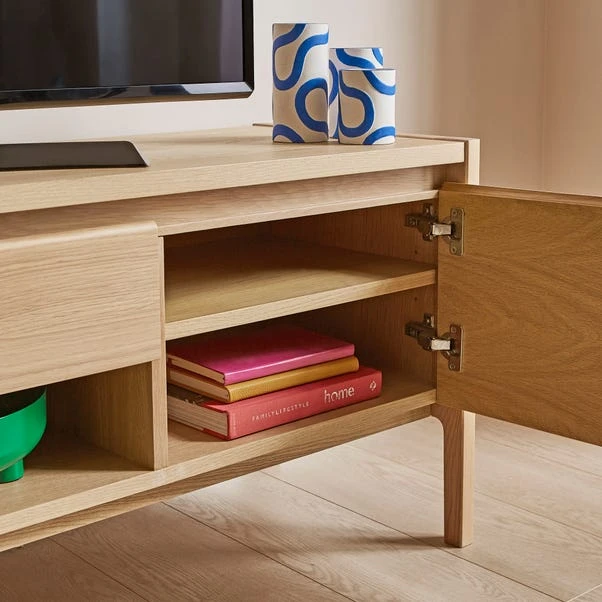 Elements Holmes Extra Wide TV Unit For TVs Up To 80", Oak 7 Elements Holmes Extra Wide TV Unit For TVs Up To 80", Oak - Image 5