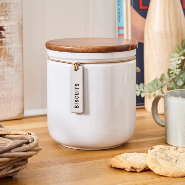 Elements Cream Speckled Hang Tag Biscuit Jar 3 Elements Cream Speckled Hang Tag Biscuit Jar