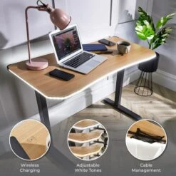 X Rocker Living Woodgrain Desk With Wireless Charging, 140x60cm 29 X Rocker Living Woodgrain Desk With Wireless Charging, 140x60cm -Home Luxe Studio 30895061