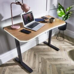 X Rocker Living Woodgrain Desk With Wireless Charging, 140x60cm 34 X Rocker Living Woodgrain Desk With Wireless Charging, 140x60cm -Home Luxe Studio 30895061 alt05