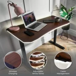 X Rocker Living Woodgrain Desk With Wireless Charging, 140x60cm
