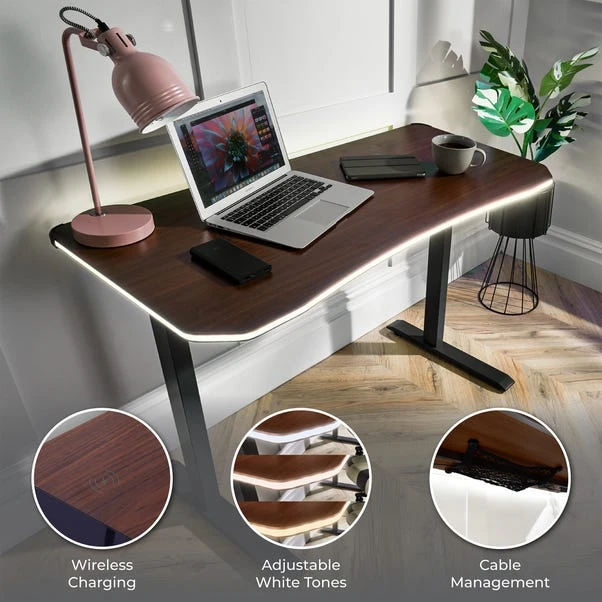 X Rocker Living Woodgrain Desk With Wireless Charging, 140x60cm 3 X Rocker Living Woodgrain Desk With Wireless Charging, 140x60cm