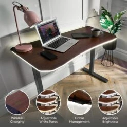 X Rocker Living Woodgrain Desk With Wireless Charging, 140x60cm 28 X Rocker Living Woodgrain Desk With Wireless Charging, 140x60cm -Home Luxe Studio 30895062 alt08