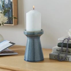 Reactive Glaze Ceramic Pillar Candle Holder -Home Luxe Studio 30896017