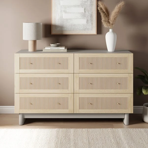 Maeva 6 Drawer Chest, Light Oak Effect 3 Maeva 6 Drawer Chest, Light Oak Effect